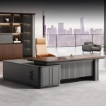 Bàn Giám Đốc Chữ L Luxury Thiết Kế Nan Sóng Dọc Tinh Tế - BGD189
