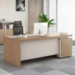 Bàn Giám Đốc Chữ L Tích Hợp Tủ Phụ Tay Nắm Vát – BGD178