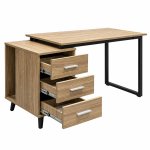 Bàn Làm Việc Gỗ Hộc Tủ Chân Sắt - BLV49