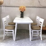 Bộ Bàn Ăn CaBin 4 Ghế Có Nệm Giả Đá Trắng - BGA12