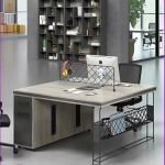 Cụm Bàn Làm Việc 2 Người Tích Hợp Hộc Tủ Và Kệ Sắt Để Hồ Sơ - BC72