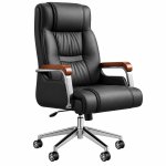 Ghế Giám Đốc Tay Gỗ Da Đen Đẳng Cấp - GGĐ47