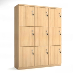 Tủ Locker 9 Ngăn Màu Vàng Vân Gỗ - TLK70