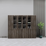 Tủ Văn Phòng Gỗ 4 Buồng Phối Cánh Kính Trưng Bày - THS417