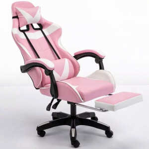Ghế Gaming Players có gác chân Màu ( Pink – White ) - GM6