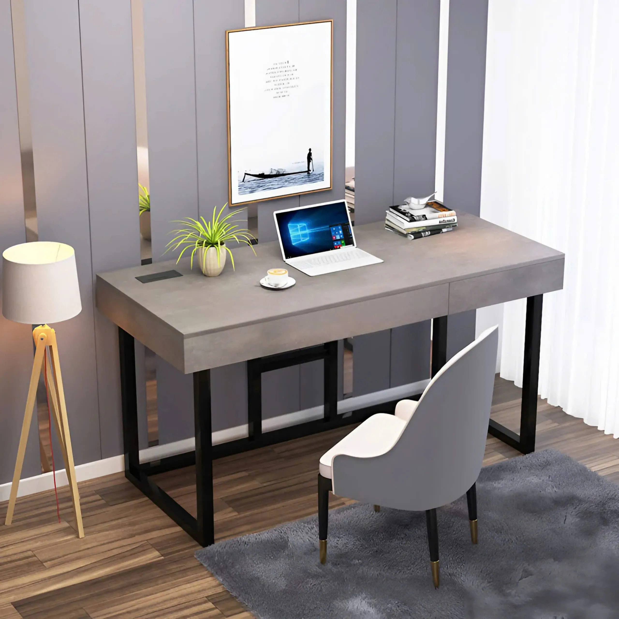 Bàn Làm Việc Chân Sắt Thiết Kế Hiện Đại - BLV133