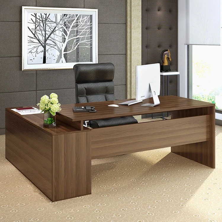 Bàn Giám Đốc Góc L Màu Vân Gỗ Tự Nhiên - BGĐ42
