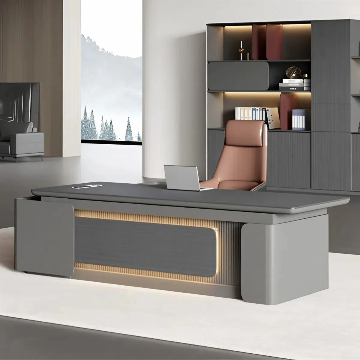 Bàn Giám Đốc Cao Cấp Thiết Kế Chân Cong Độc Đáo – Huỳnh Gia Luxury - BGD160