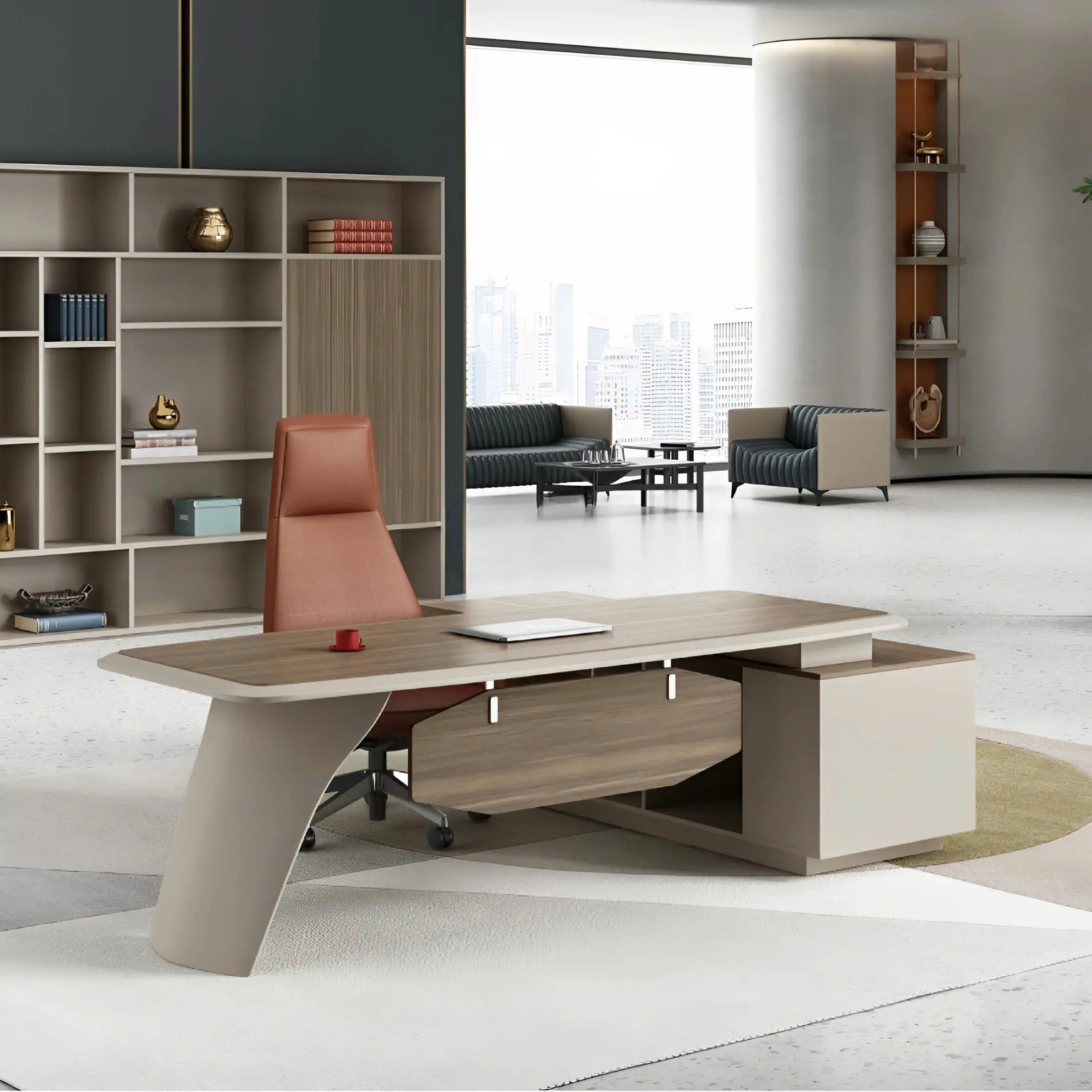 Bàn Giám Đốc Chữ L Chân Uốn Cong Mềm mại Sang Trọng - BGD93