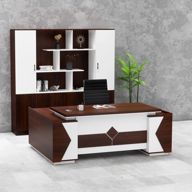 Bàn Giám Đốc Gỗ Góc L Thiết Kế Hai Hộc Tủ - BGD140