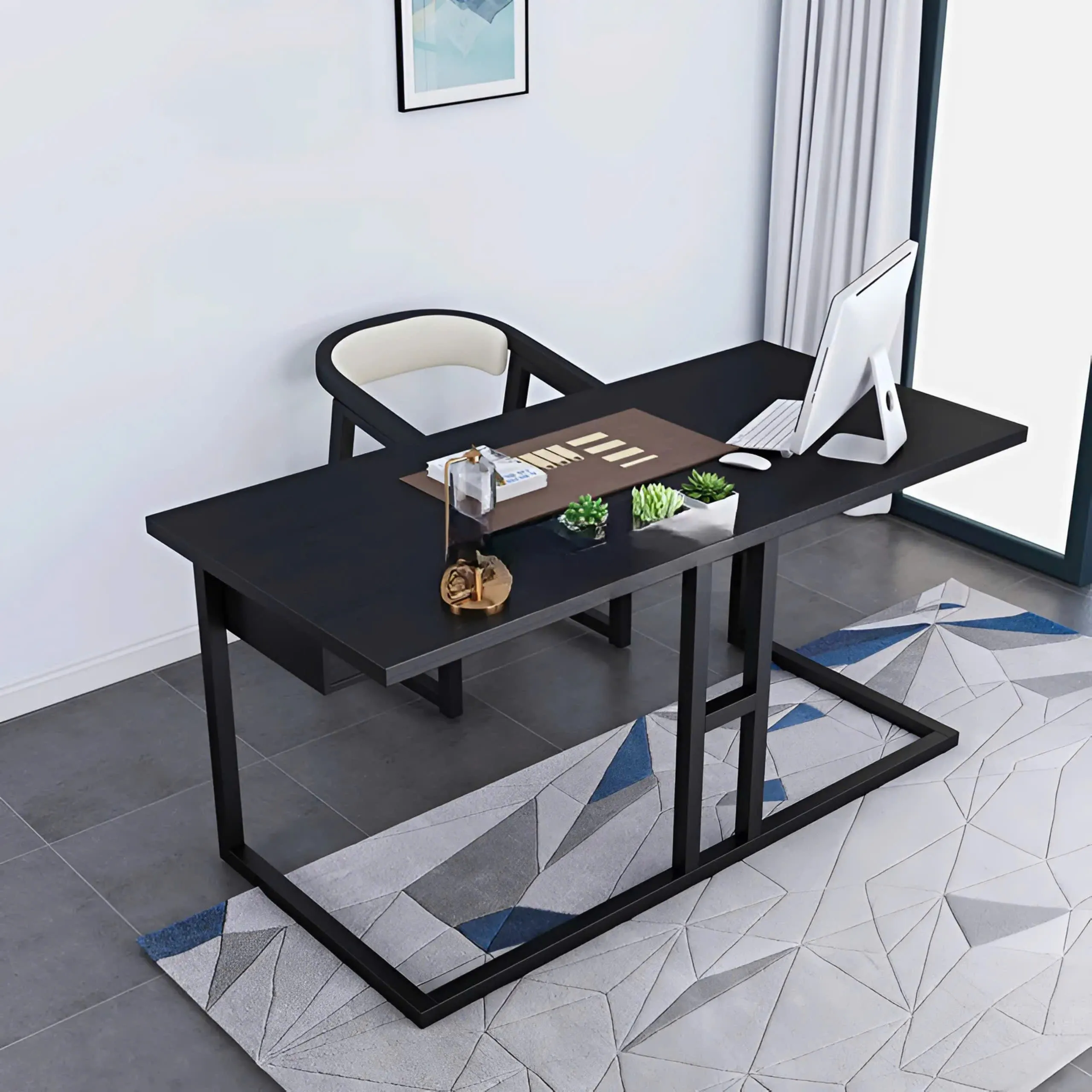Bàn Làm Việc Chân Sắt Dáng Chữ U Cứng Cáp - BLV132