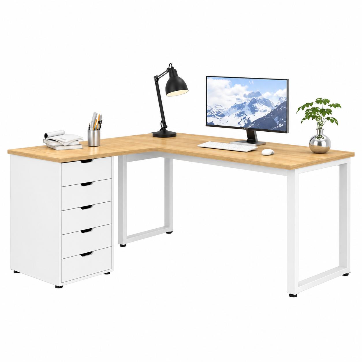 Bàn IKEA Góc L Chân Sắt 1 Hộc - IK5