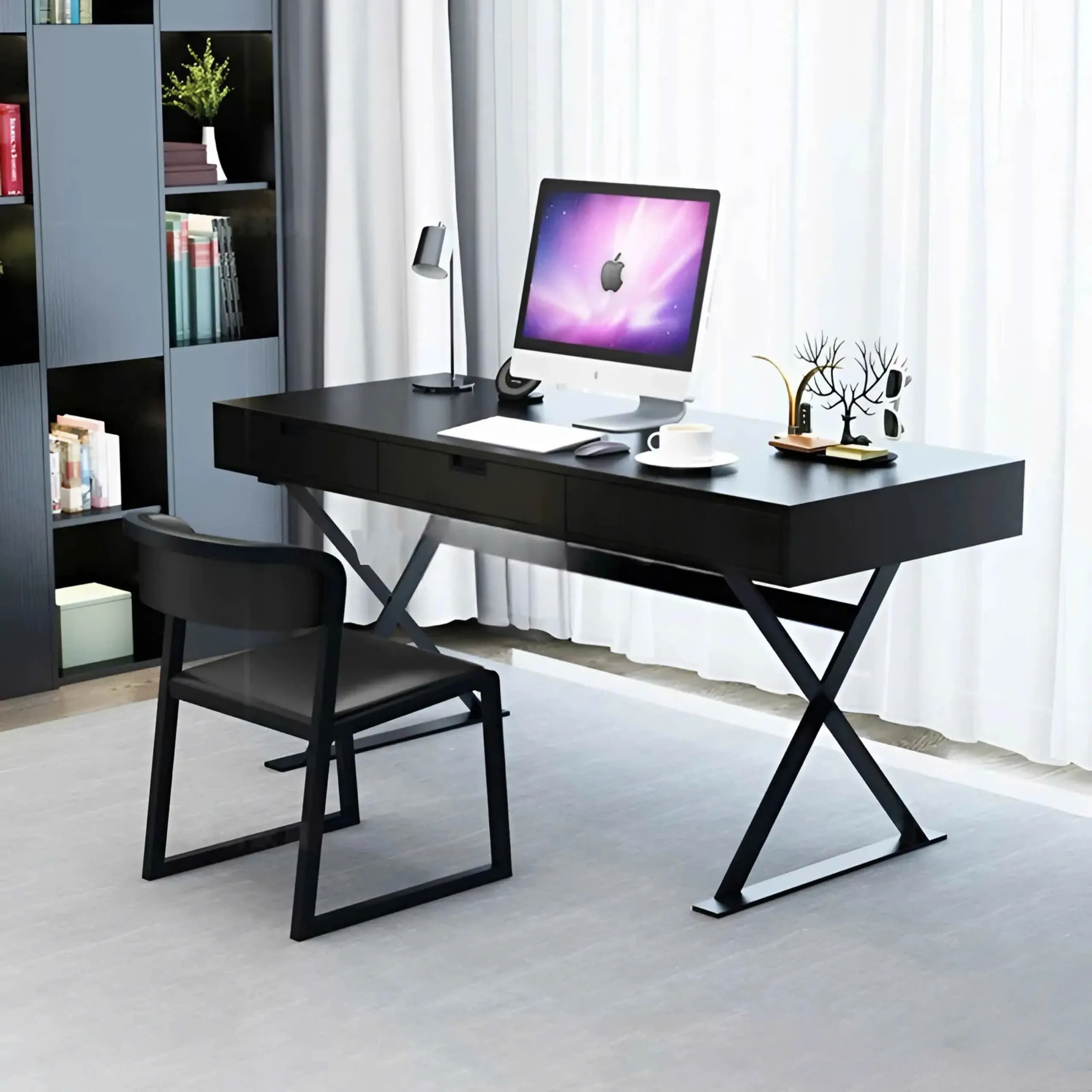 Bàn Làm Việc Chân Sắt Chữ X Phong Cách Châu Âu - BLV136