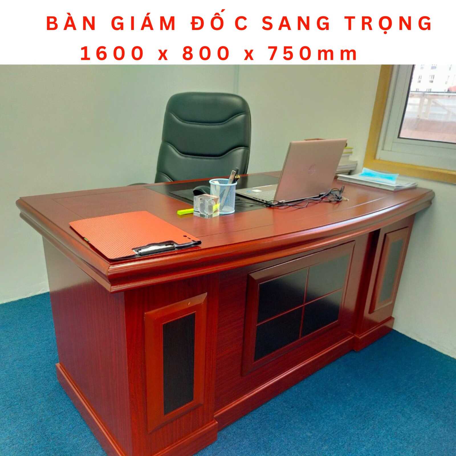 Bàn Giám Đốc Không Hộc Màu PU 1m6 - BGĐ75