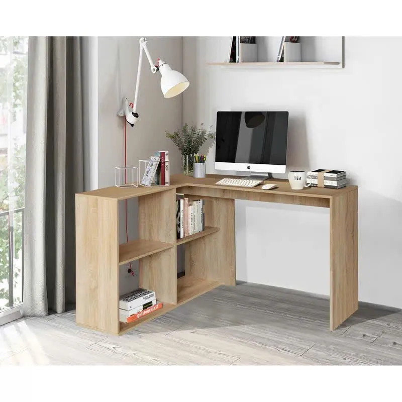 Bàn Làm Việc Gỗ Chữ L Tích Hợp Kệ 4 Ô Đa Dụng - BG76