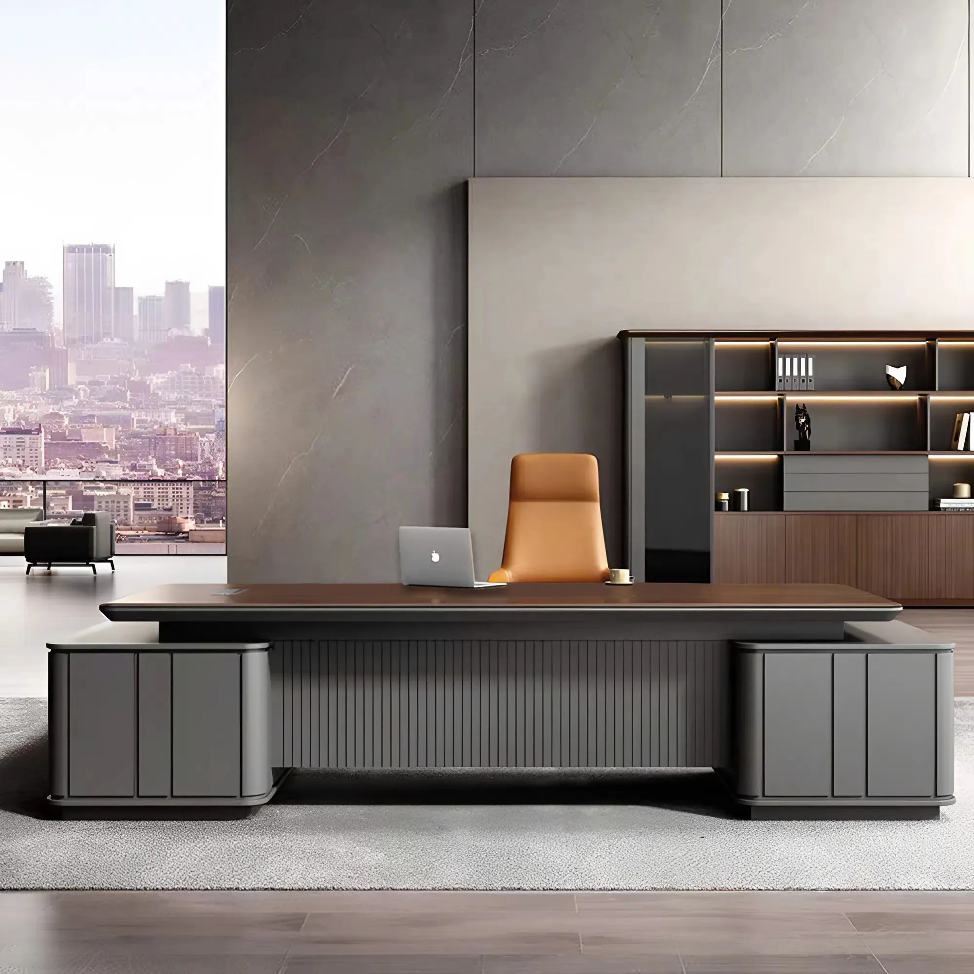 Bàn Lãnh Đạo 2m4 Hiện Đại Tích Hợp Hệ Tủ Lưu Trữ - BGD190