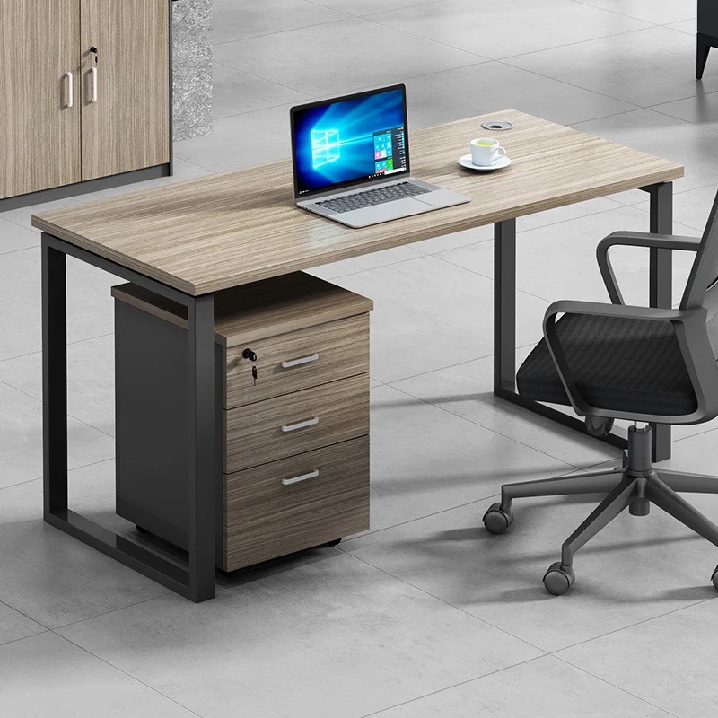 Bàn Làm Việc Chân Sắt Chữ U Có Hộc - BLV96