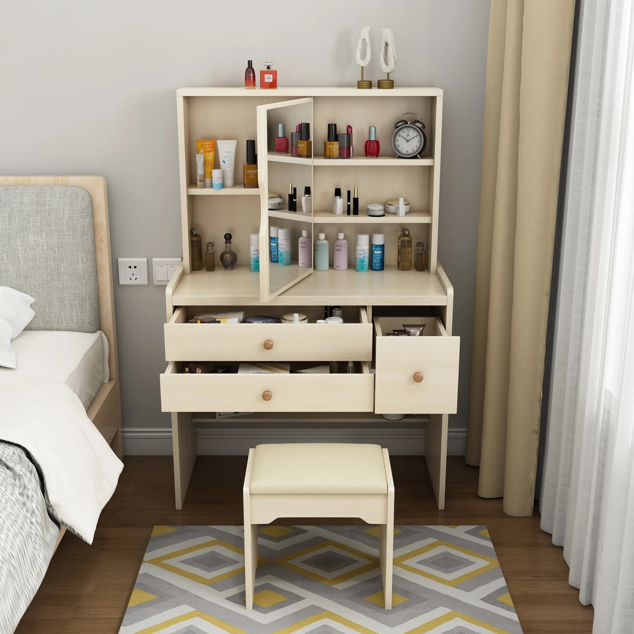 Bàn Trang Điểm Gỗ Thiết Kế Đa Năng -  BTD16