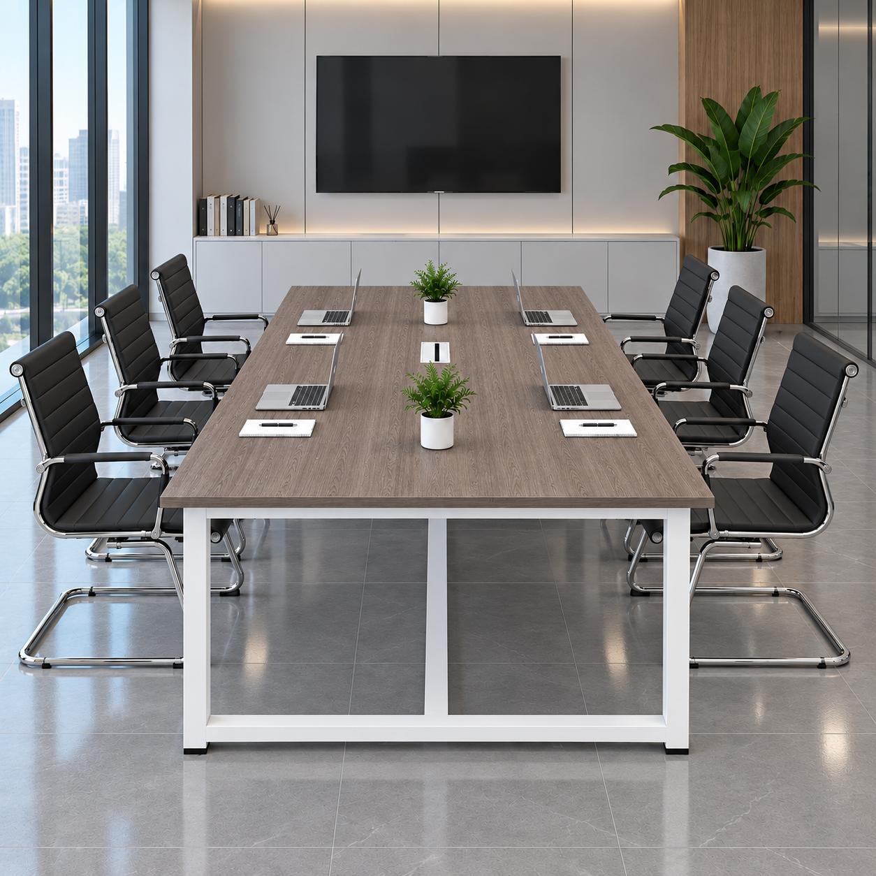 Bàn Họp Văn Phòng Chân Sắt Trắng 200x100x75cm – BH63