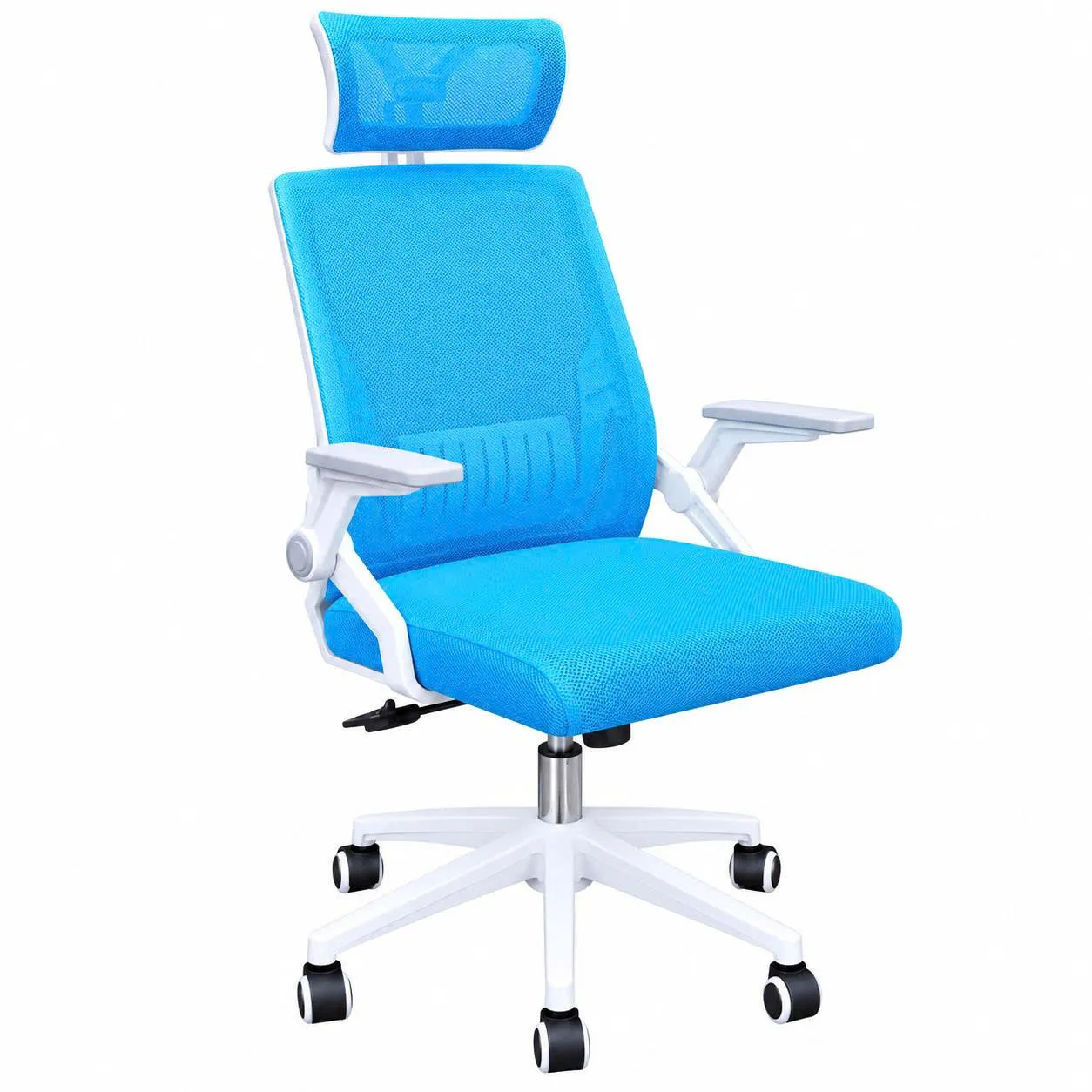 Ghế Xoay Công Thái Học Tựa Đầu Tay Gập Màu Xanh - CTH35