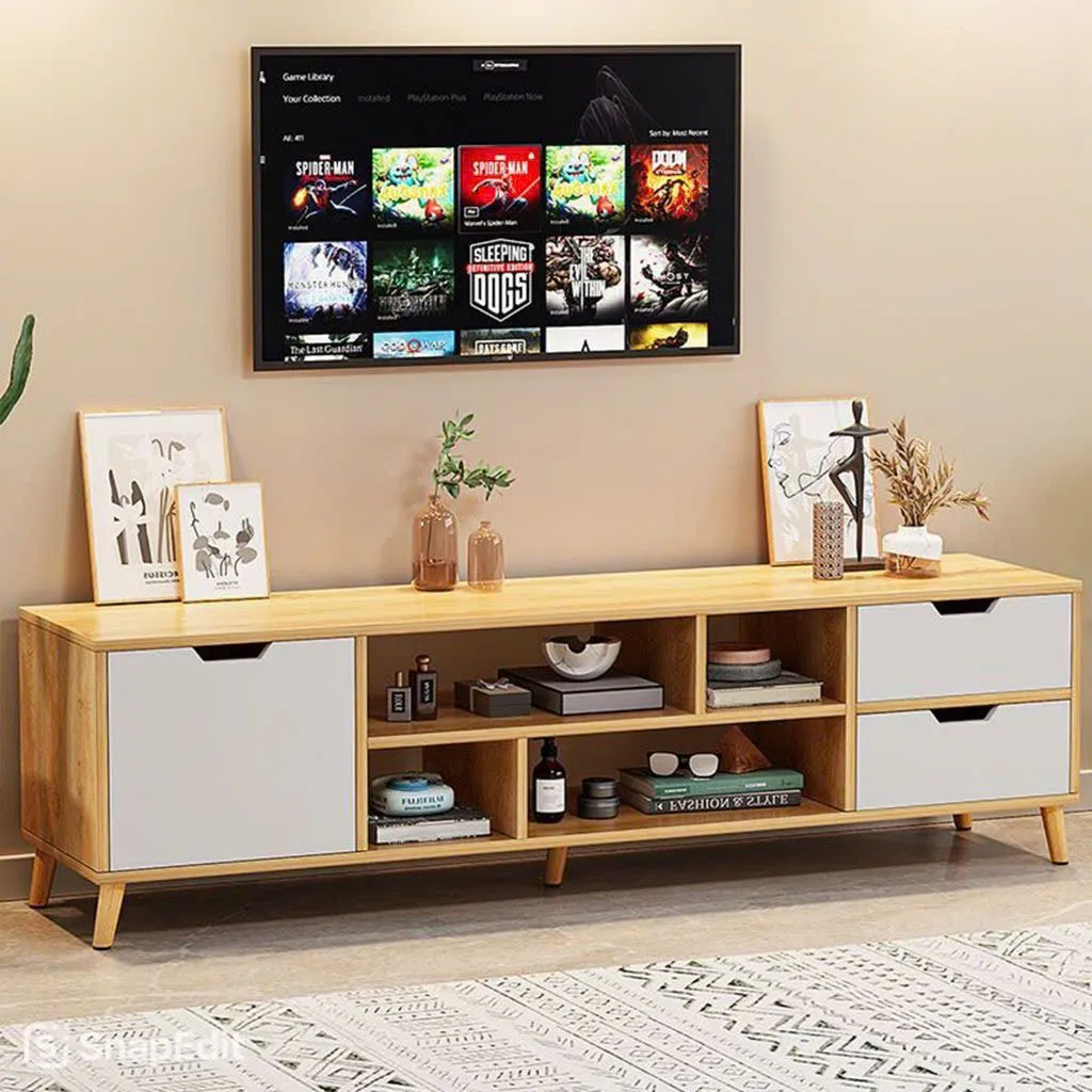 Kệ Tivi Gỗ Có Kệ & Hộc Tủ - KTV4