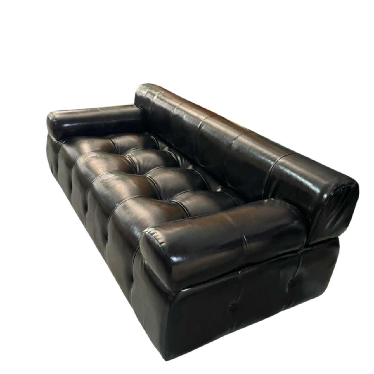 Ghế Sofa Nút Thắt Bọc Da Đen Bóng - SF36