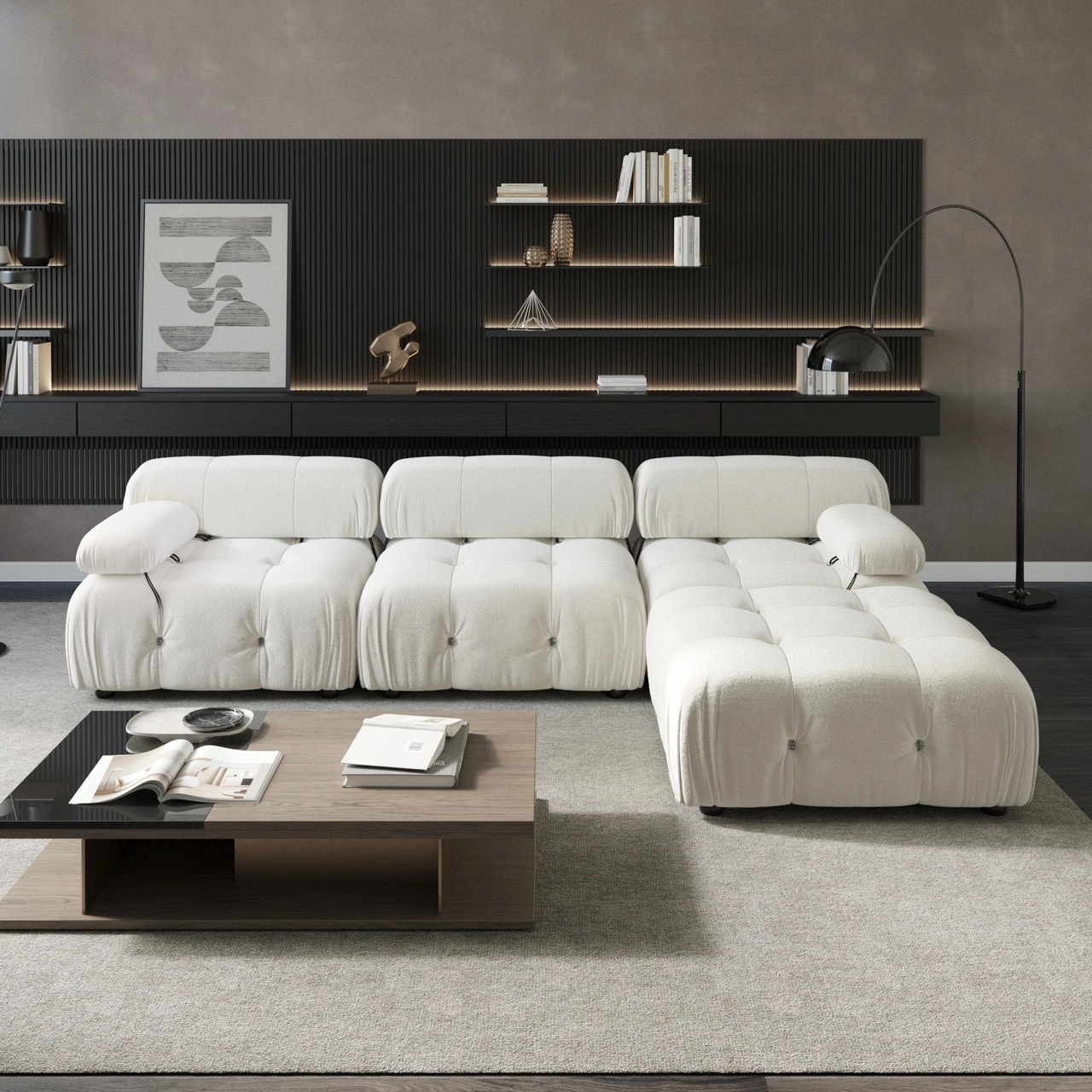 Ghế Sofa Bọc Vải Lông Cừu Góc L - SF23