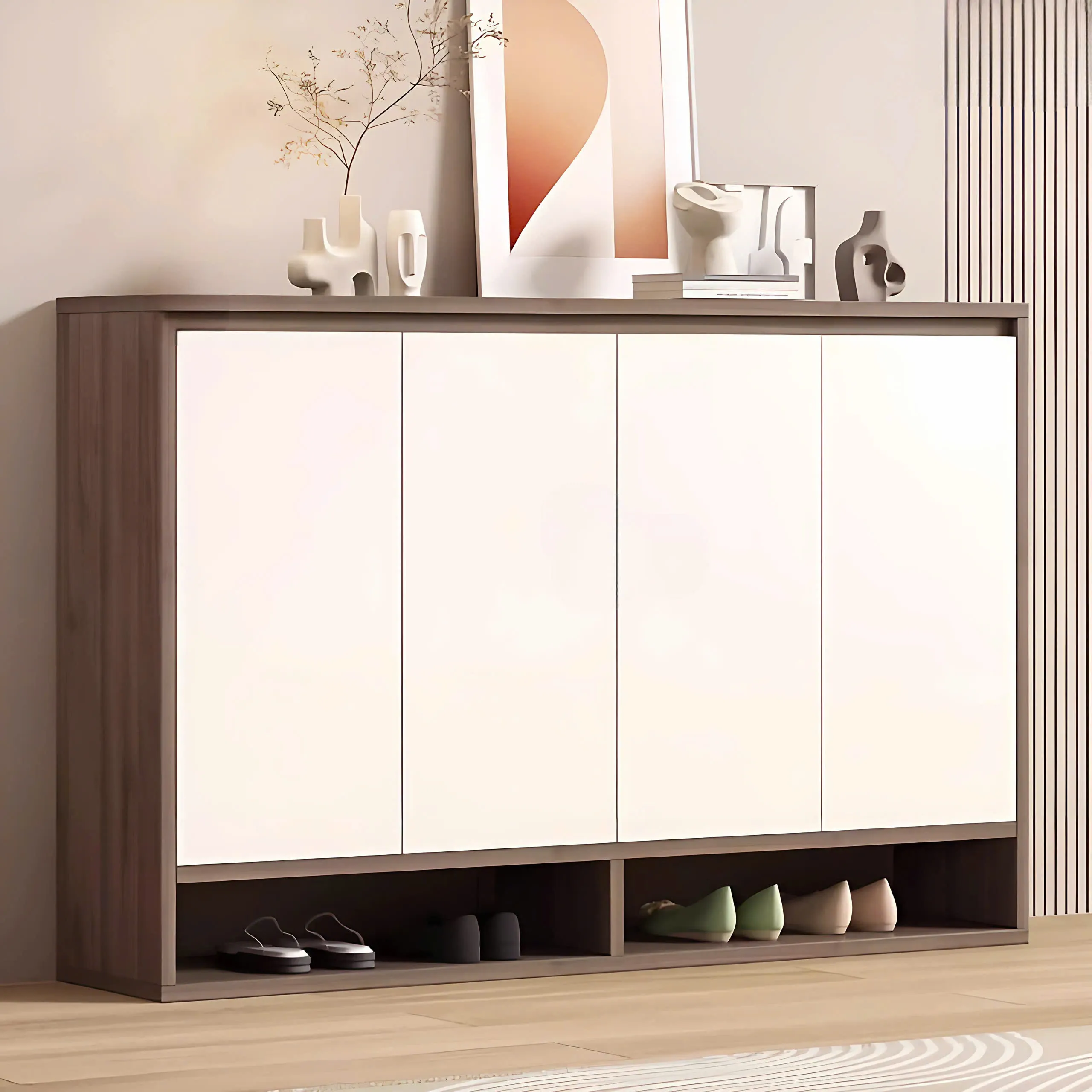 Kệ Giày Dép 4 Cánh Dạng Lửng Hiện Đại  - KGD28