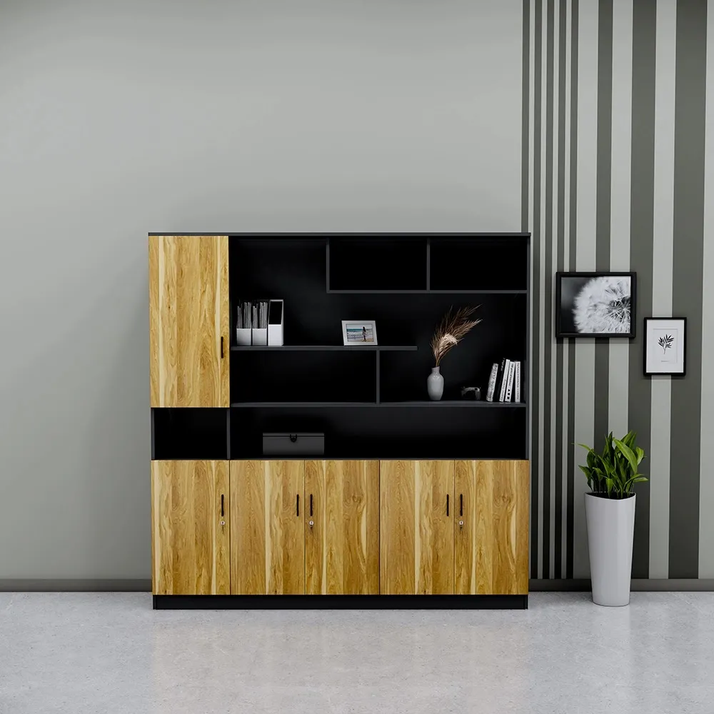 Tủ Hồ Sơ Cánh Gỗ Kết Hợp Kệ Trang Trí Tiện Lợi - THS421