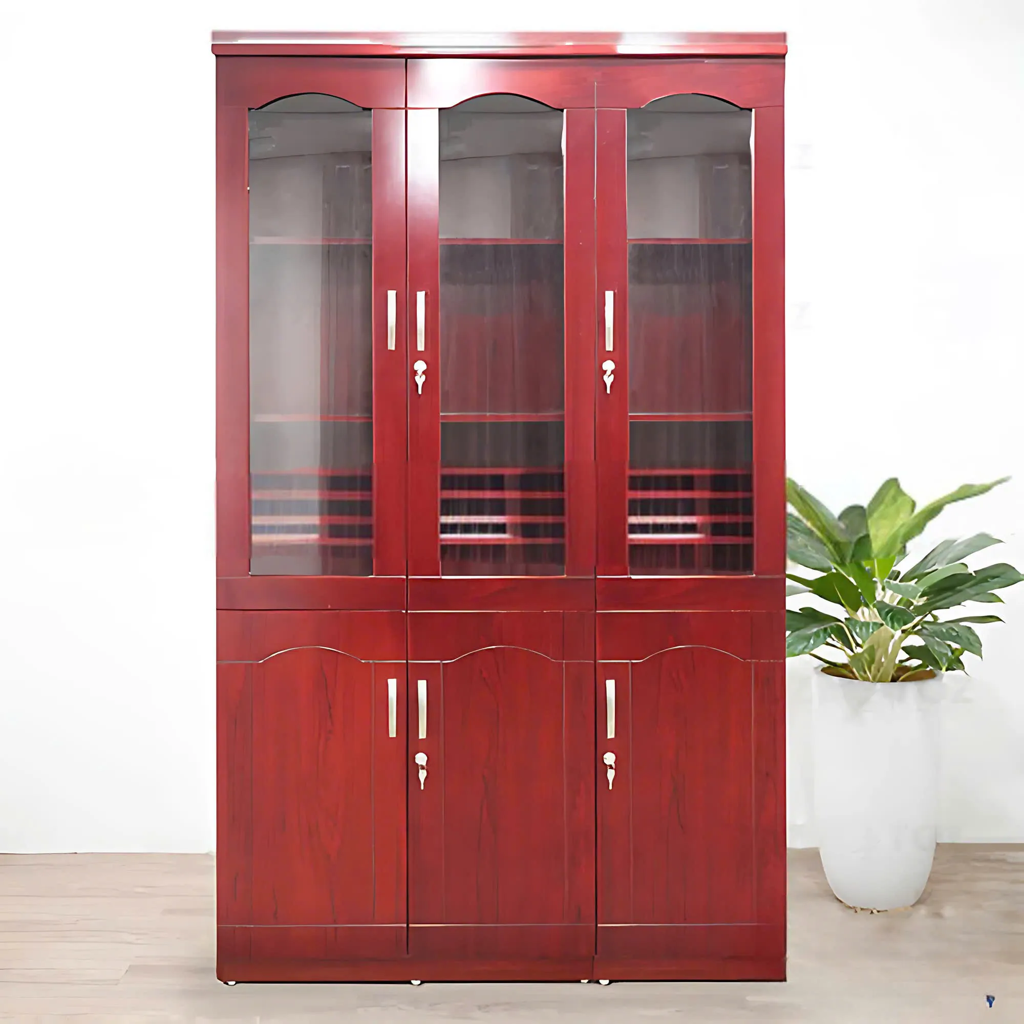 Tủ Văn Phòng 3 Cánh Gỗ Sơn Pu - THS14