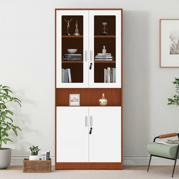 Tủ Hồ Sơ Gỗ 2 Cánh Kính 2 Cánh Kín Có Khóa - THS312