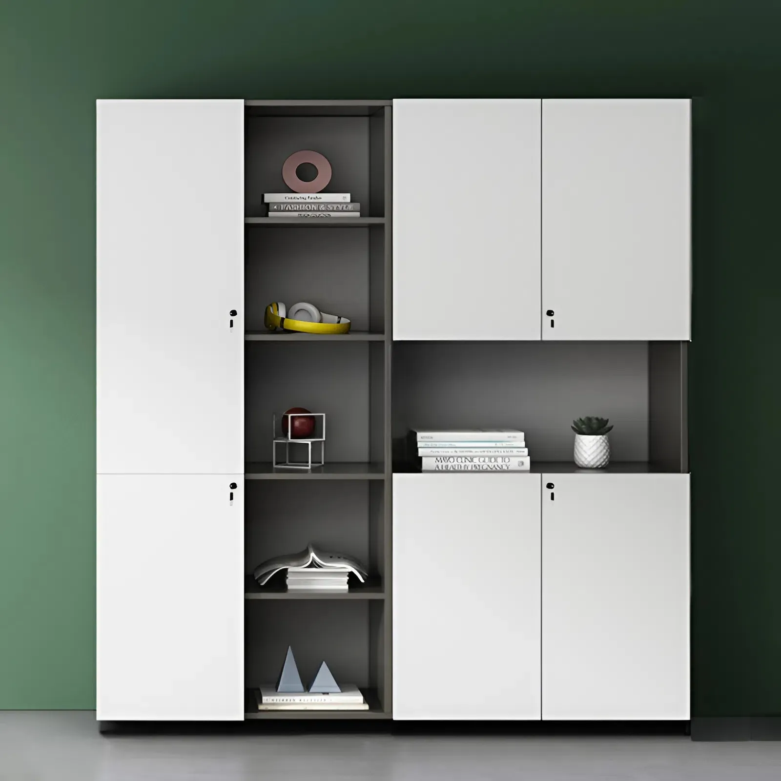 Tủ Hồ Sơ Gỗ MDF 2 Tầng Phối Ô Trống Trang Trí - THS345