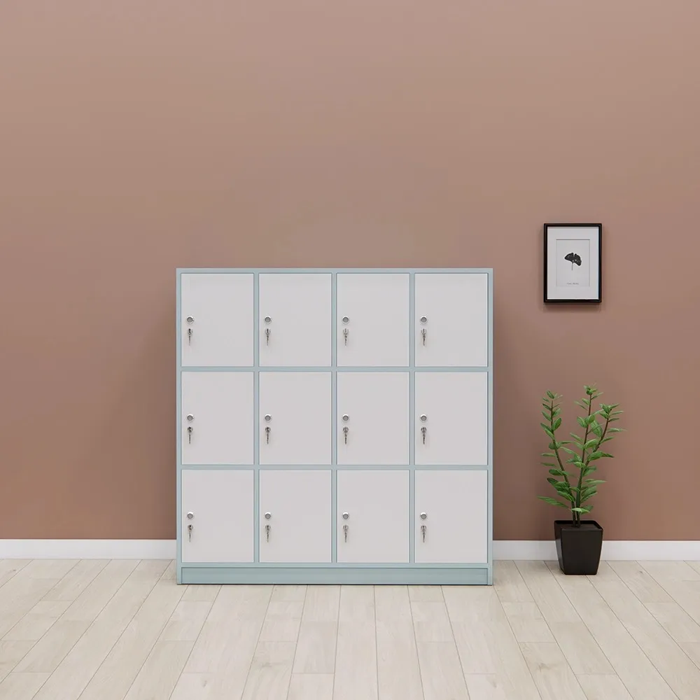 Tủ Locker 12 Ngăn Phối Màu Trắng Xanh Pastel Hiện Đại - TLK87