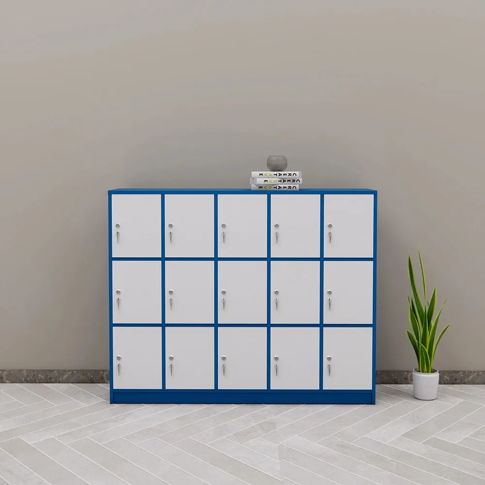 Tủ Locker 15 Ngăn Phối Màu Xanh Trắng Hiện Đại - TLK86