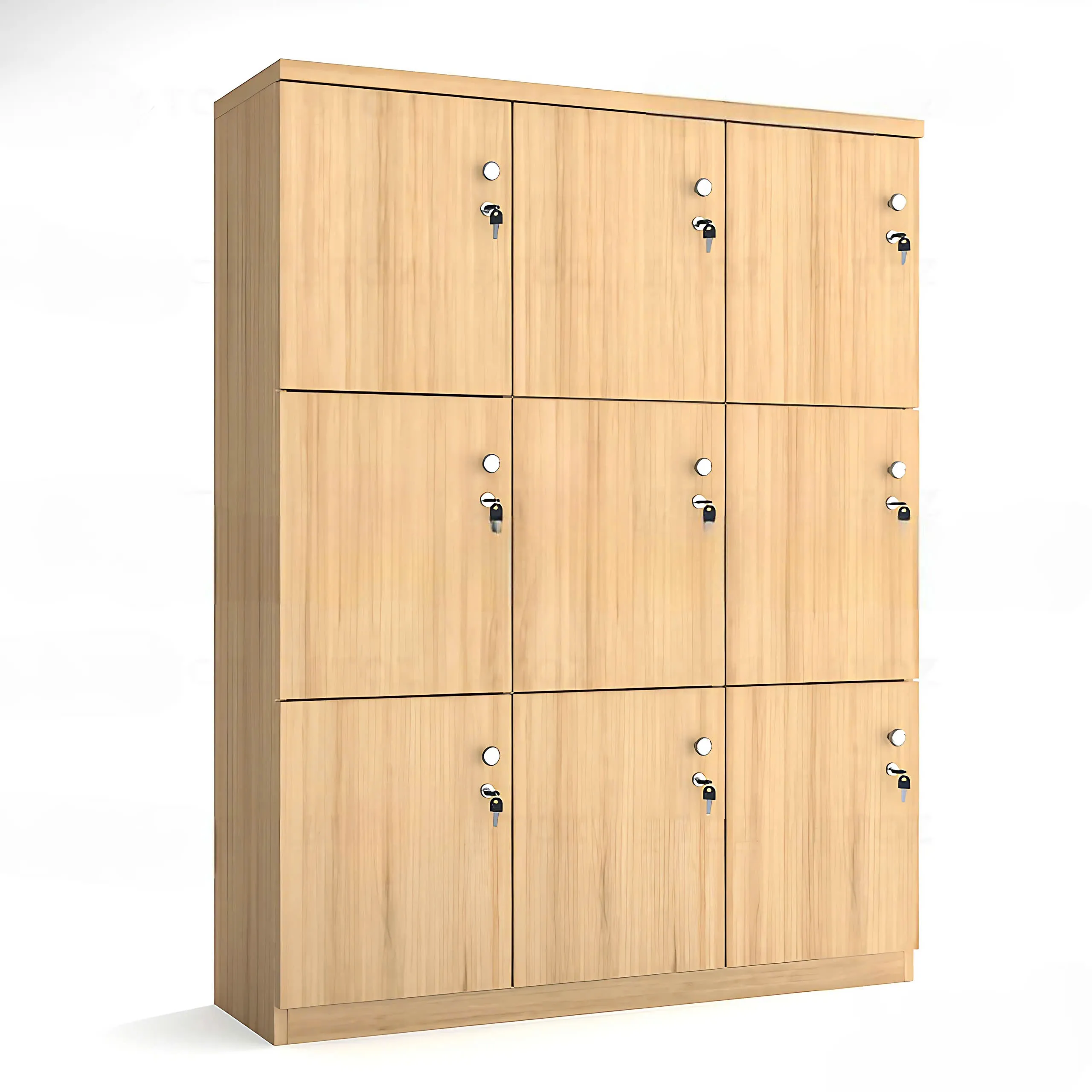 Tủ Locker 9 Ngăn Màu Vàng Vân Gỗ - TLK70
