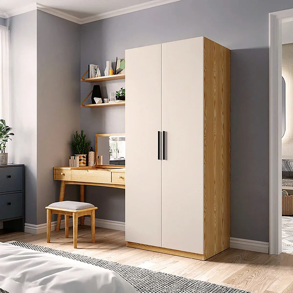 Tủ Quần Áo 2 Cánh Tối Giản Cho Phòng Ngủ - TQA26