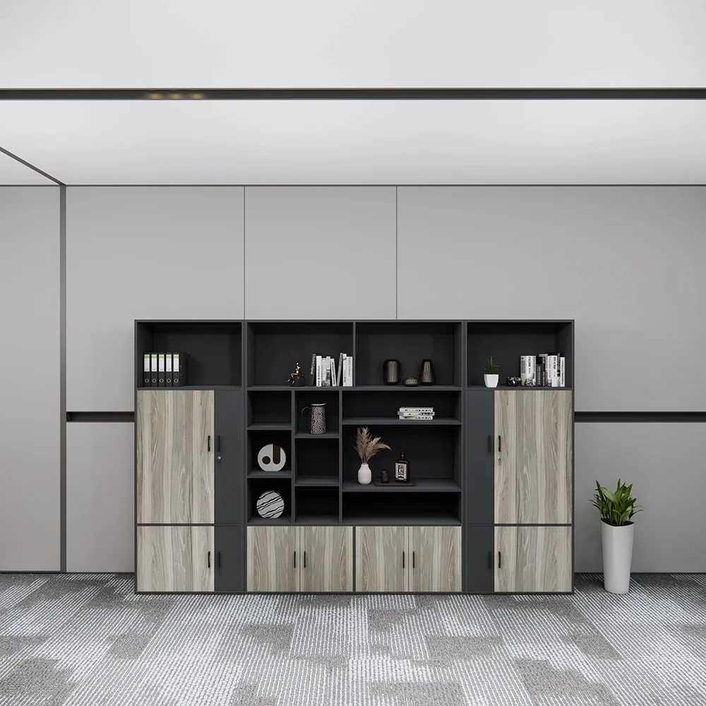 Tủ Tài Liệu Hiện Đại Tích Hợp Kệ Trang Trí Trung Tâm - THS403