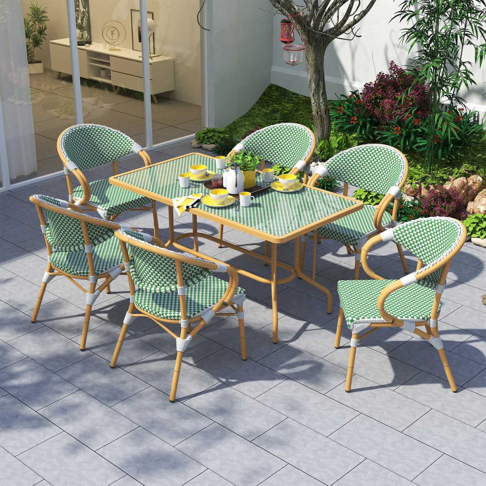Bộ Bàn Ghế Sân Vườn 6 Chỗ Giả Mây Cao Cấp - SV55