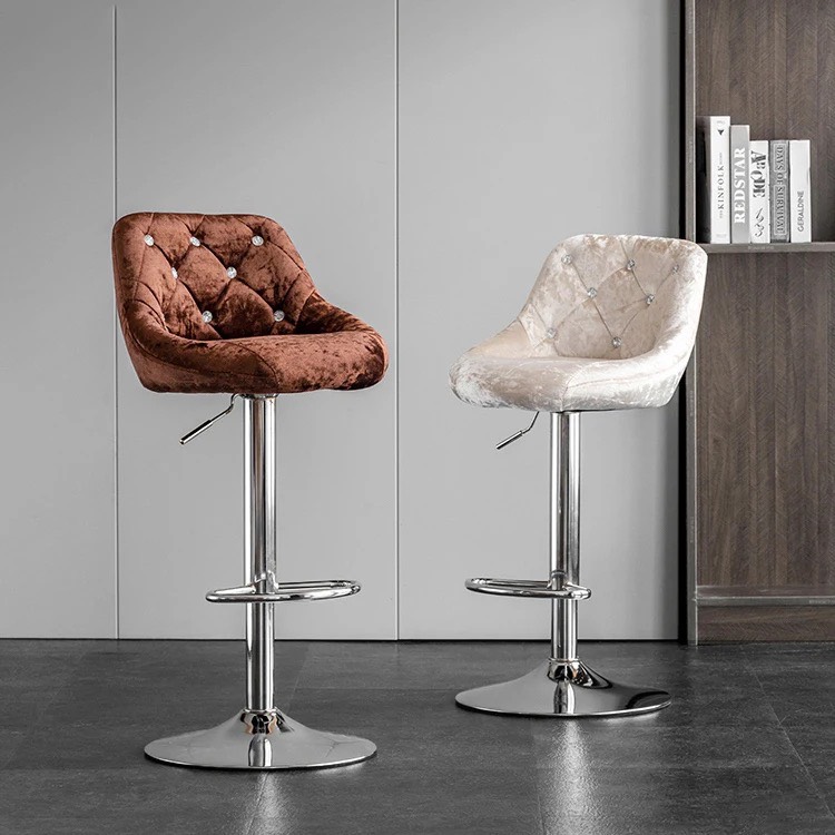 Ghế Bar Lưng Nệm Đính Cúc Chân Mạ - QB15