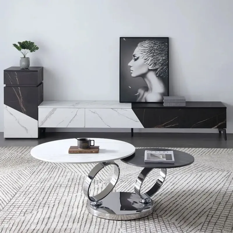 Bàn Trà Sofa Đôi Mặt Đá Phiến Ceramic - BT13