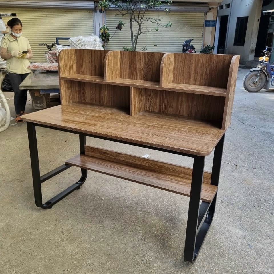 Bàn Văn Phòng Chân U Có Kệ Sách Gỗ - BLV100