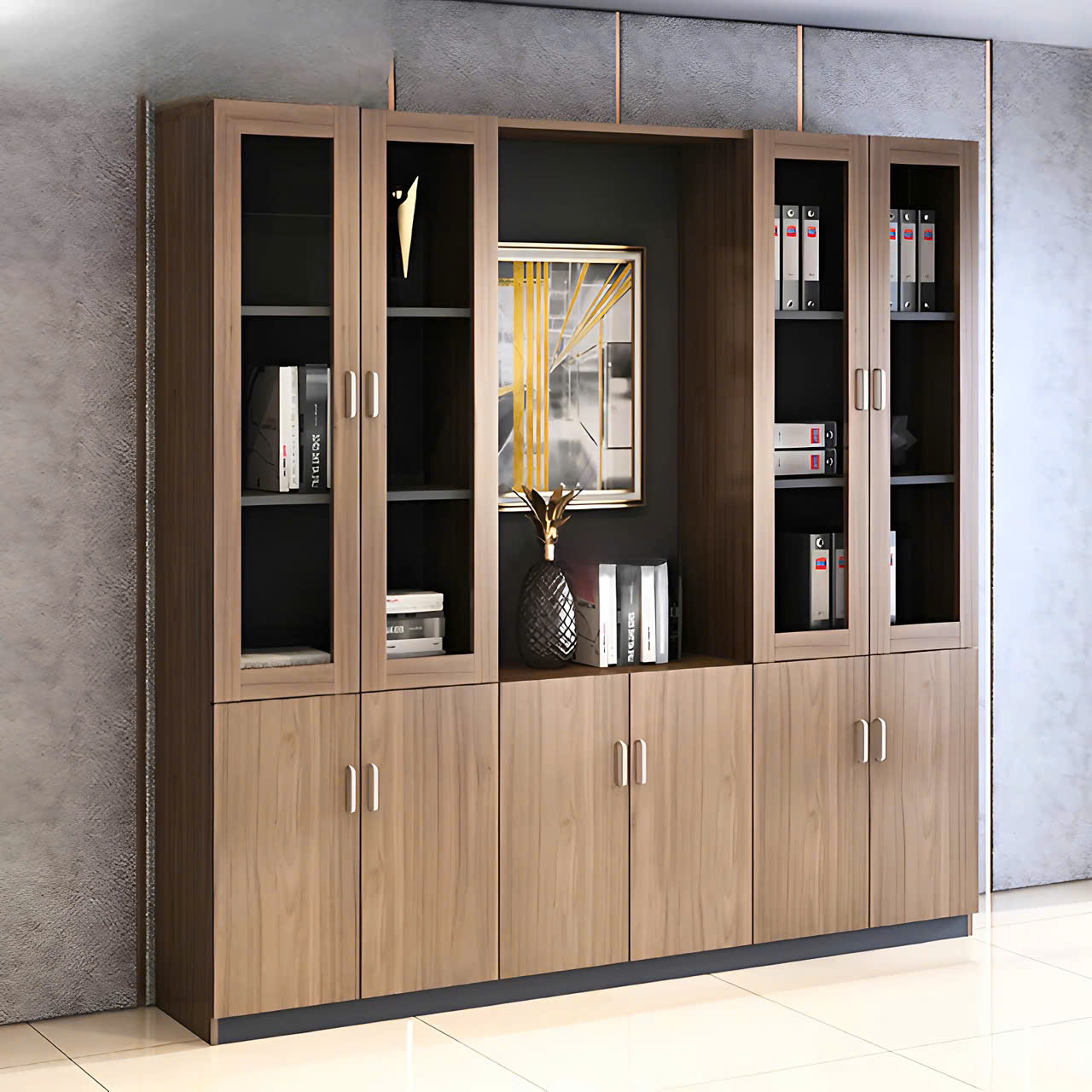 Tủ Tài Liệu Gỗ 4 Cánh Mở 1 Kệ - THS237