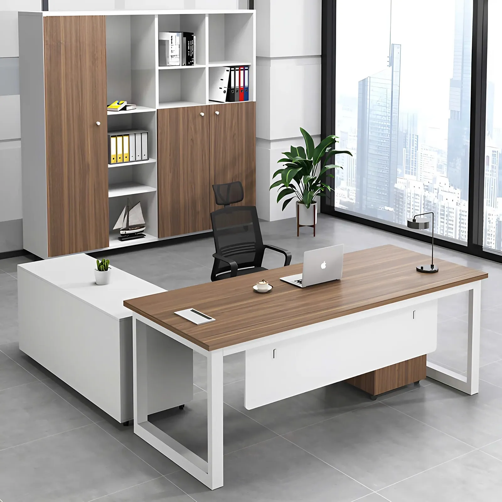 Bàn Giám Đốc Góc Chữ L Chân Sắt Hiện Đại - BGĐ6