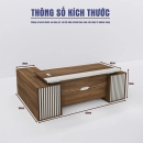 Bàn Giám Đốc Chân Trụ Khối Lớn Phối Chỉ Nan Dọc Độc Đáo - BGD200