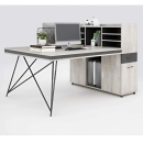 Cụm Bàn Làm Việc 2 Chỗ Chân Sắt Chéo Có Tủ Phụ Và Kệ Lưu Trữ - BC73