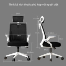 Ghế Văn Phòng Công Thái Học Xoay Tựa Đầu Tay Gập - CTH04