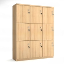 Tủ Locker 9 Ngăn Màu Vàng Vân Gỗ - TLK70