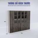 Tủ Văn Phòng Gỗ 4 Buồng Phối Cánh Kính Trưng Bày - THS417