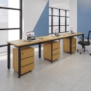 Cụm Bàn Làm Việc 3 Người Chân Sắt Độc Lập - BC11