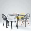 Ghế Cafe Tiếp Khách Lưng Lưới Nhựa Chân Gỗ - CF30